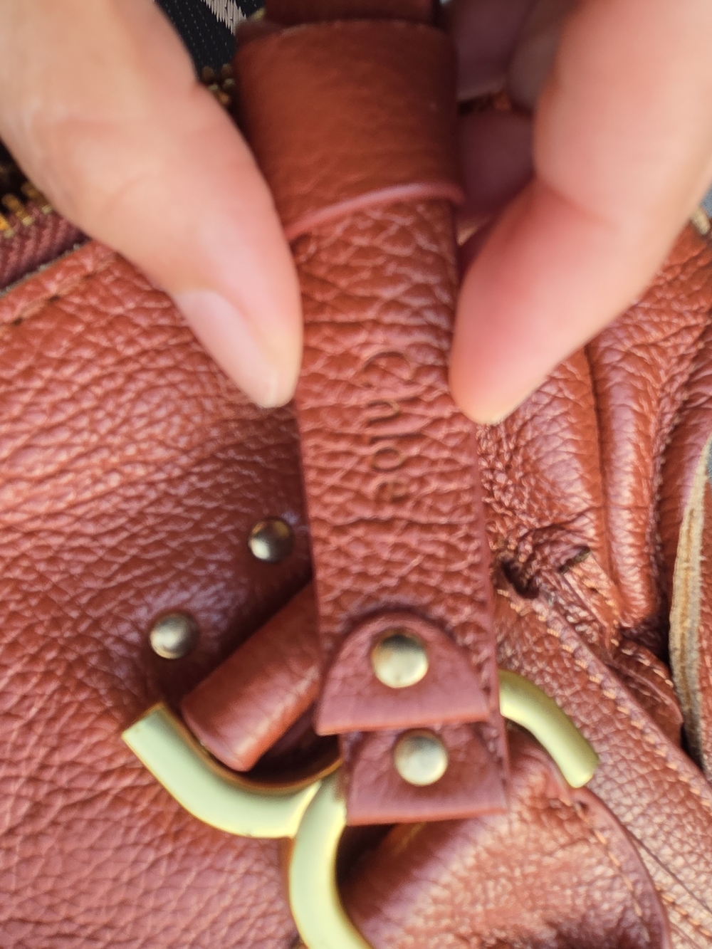 Chloe Leather Tote Handbag in Burnt Orange - Picture 7 of 12